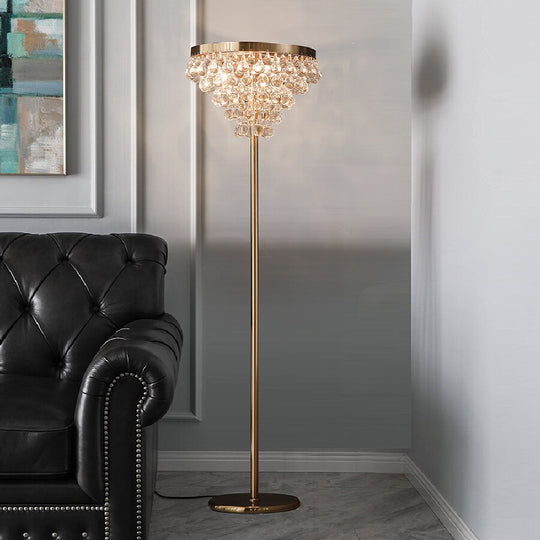 Modern Crystal Led Floor Lamps Luxury Golden Standing Lamp For Living Room Decoration Study Bedroom