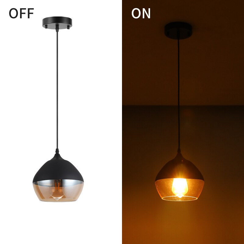 American Transparent Glass Ceiling Lamp Black Metal Living Room Lights Bedroom Cafe Bar Corridor