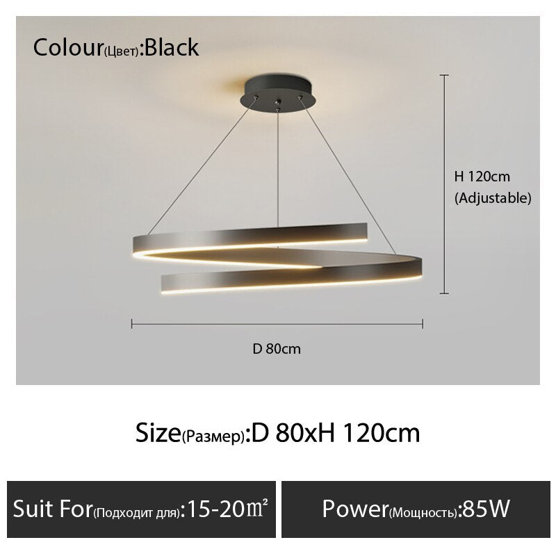 Dining Room Chandelier Master Bedroom Light Modern Minimalist Living Dining Table Round Lamps Black