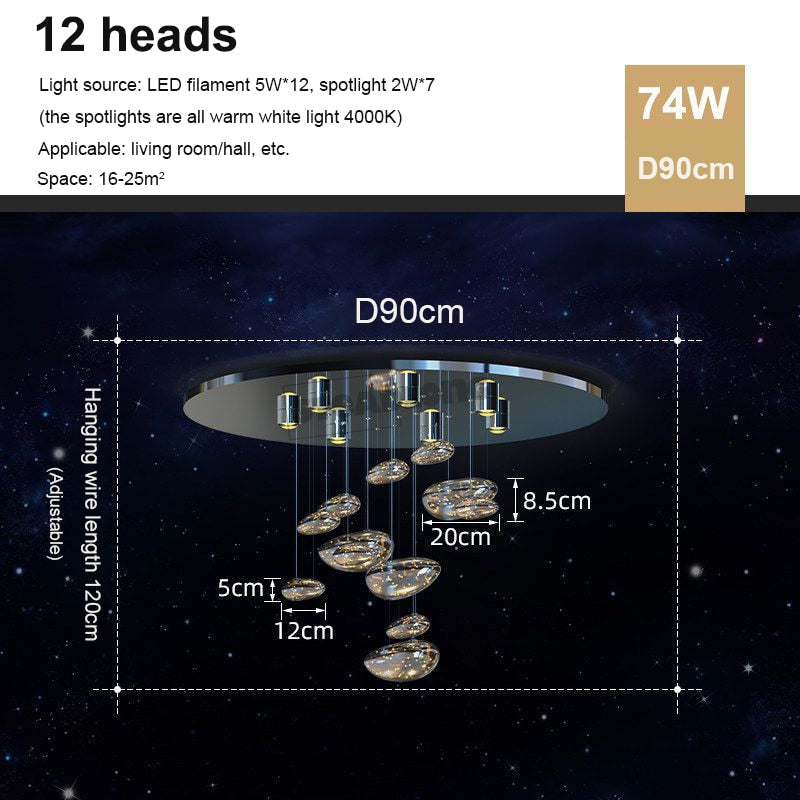Morden Led Floating Water Drop Ceiling Chandeliers Gypsophila Living Dining Room Pendant Lamp