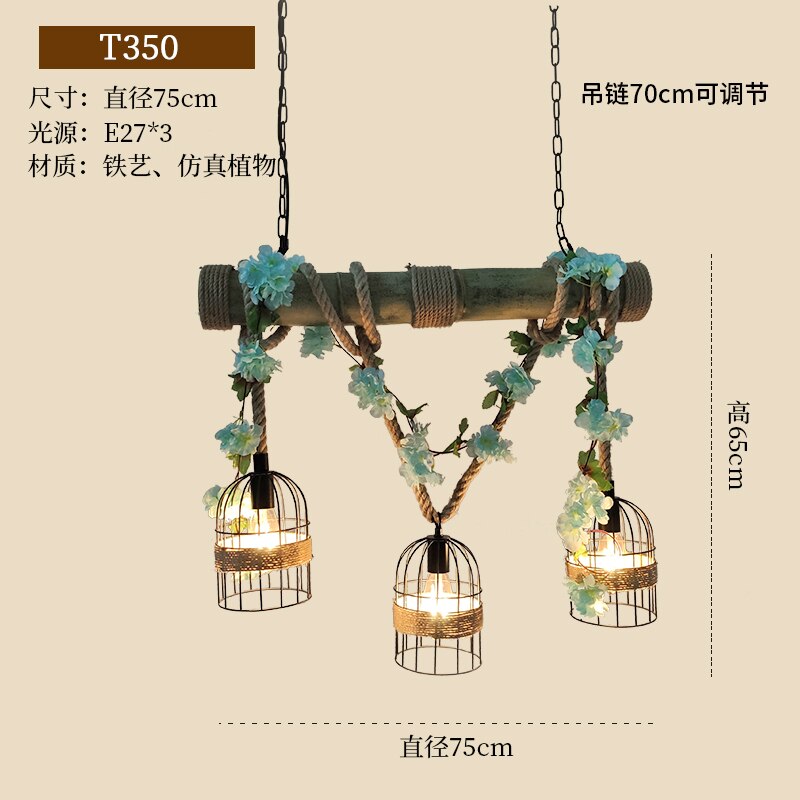 Plants Green Hemp Rope Pendant Light Music Restaurant Barbecue Shop Industry Homestay Farm