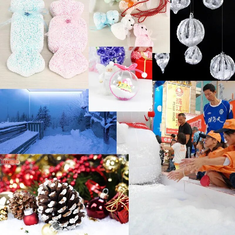 10/50/100G Artificial Snow Powder Frozen Party Queen Christmas Decoration Fluffy Snowflakes Winter