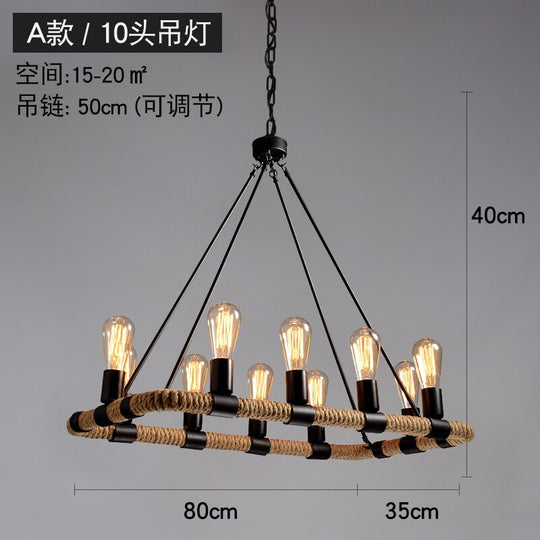 Vintage Retro Hemp Rope Industrial Pendant Light For Living Room Home Design Kitchen Fixtures