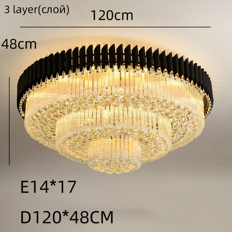 Luxury Rectangular Crystal Ceiling Lamp - Dazzling Large - Scale Lighting For Elite Living Rooms &amp;