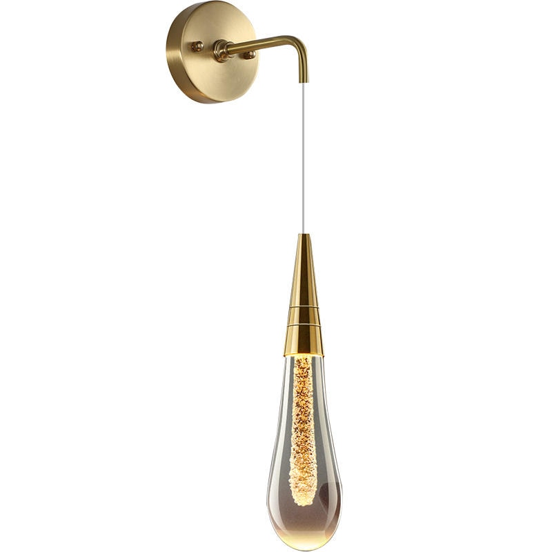 Creative Raindrops Wall Lights Living Bedroom Luxury Crystal Lamps With Zipper Switch Clear Gold