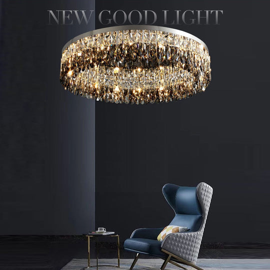 Luxury Square Crystal Led Ceiling Lights - Modern Dimmable Lamps For Elegant Living Room Decor &amp;