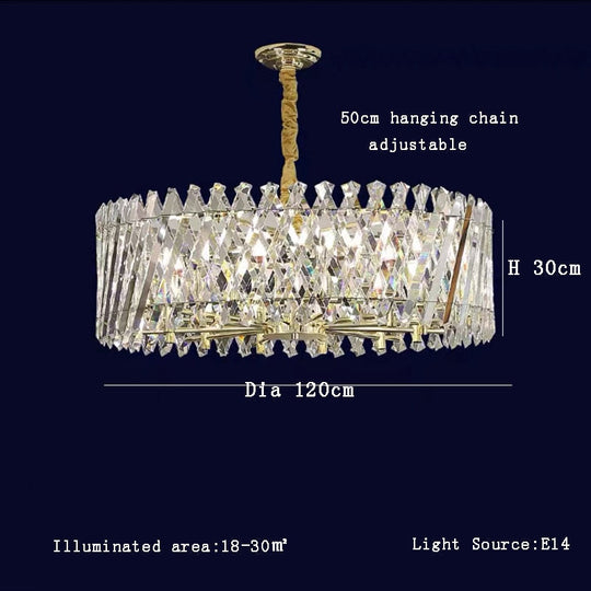 Nordic Luxury Gold Crystal Led Ceiling Lamp - Dimmable Chandelier For Home Decor &amp; Dining Room Dia