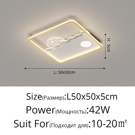 Living Room Ceiling Lights Modern Minimalist Square Round Home Light Luxury Golden Black Bedroom