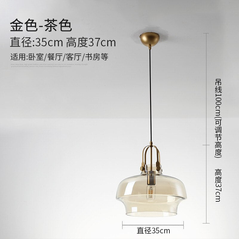 Nordic Design Restaurant Cognac/Gray Glass Pendant Lights Simple Modern Light Fixtures Balcony Bar