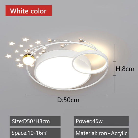 Black/White Modern Chandelier For Living Bedroom Decoration 110 - 220V Starry Sky Led Plafonnier