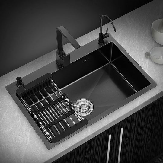 Black Stainless Steel Single Bowl Kitchen Sink Undermount Dishwasher Sink
