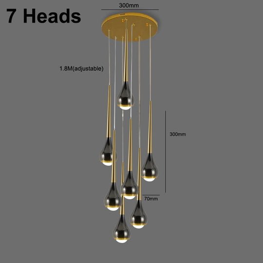 Black Staircase Led Pendant Ligh Modern Living Room Loft Hanging Lamp Villa Hotel Apartment Long