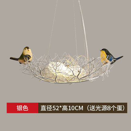 Post - Modern Individual Lovely Bird Nest Led Pendant Light Iron Art Hanging Lamp Animal Dining