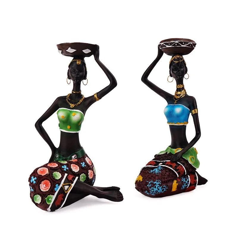Candle Holders African Women 8.5’ Decor For Table Desk Decorative Dining Room Candleholder