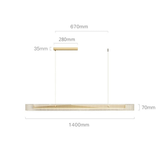 Lunar - Minimalist Glass Pendant Light For High - End Restaurant And Bar 140Cm Gold 40W / 3 Colors