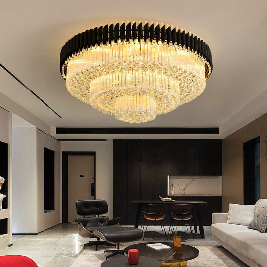 Luxury Rectangular Crystal Ceiling Lamp - Dazzling Large - Scale Lighting For Elite Living Rooms &amp;