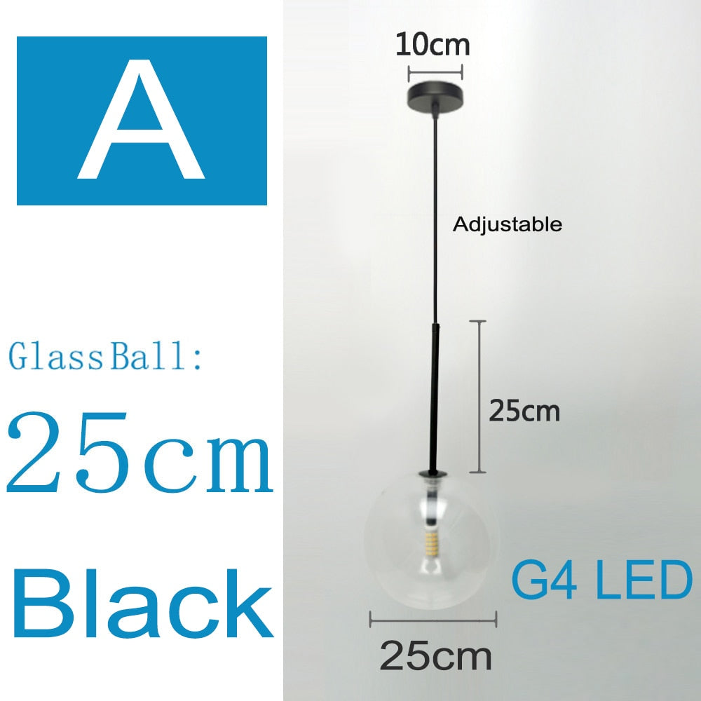Nordic Pendant Lamp Modern Clear Glass Lights Ball Vintage Hanging For Loft Kitchen Living Room