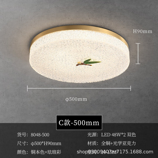 New Round Ceiling Lamp Led Light Luxury All - Copper Lamps For Living Room Restaurant Aisle Sun