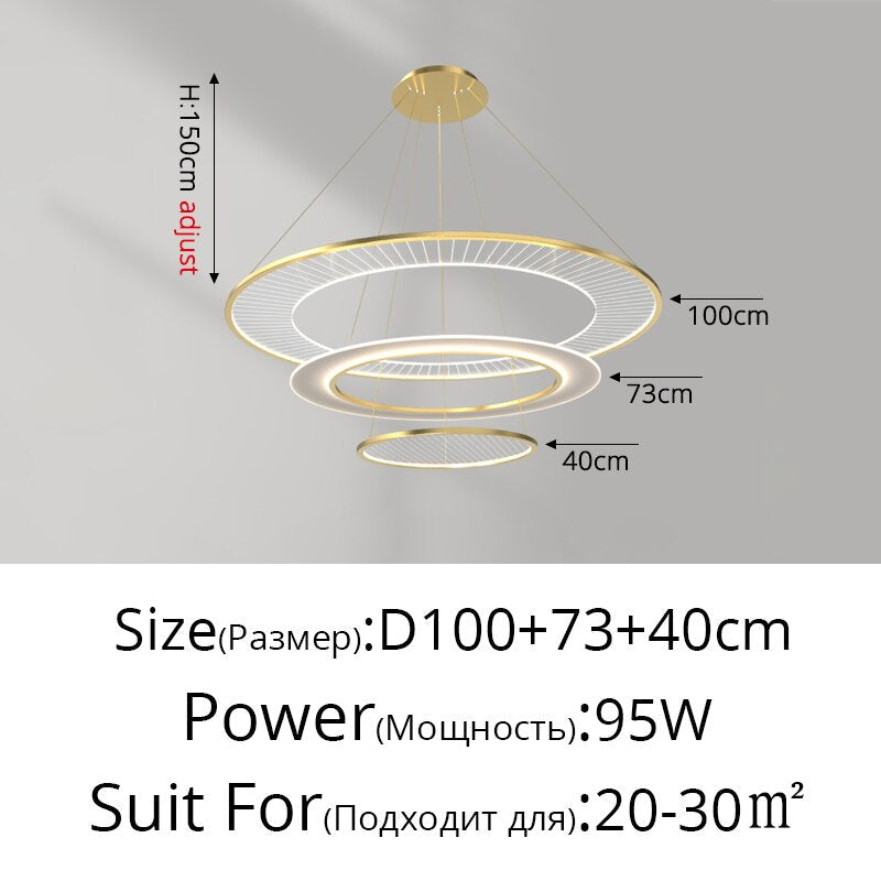 Nordic Living Room Led Gold/Black Pendant Lights Modern Minimalist Duplex Villa Staircase Hall