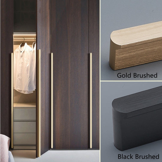 1Pc Simple Gold Brushed Kitchen Cabinet Long Door Handles Aluminum Alloy Wardrobe Cupboard Pulls