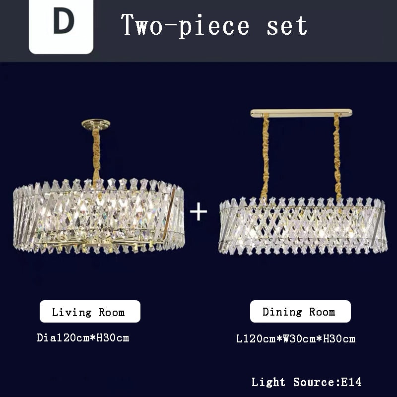Nordic Luxury Gold Crystal Led Ceiling Lamp - Dimmable Chandelier For Home Decor &amp; Dining Room Set