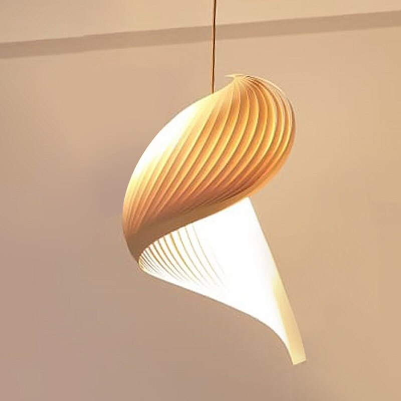 Creative Conch - Inspired Wooden Chandelier - Unique Hollow Light Fixtures For Living Room
