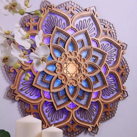 Led Wall Light Mandala Yoga Room Cardboard Purple / Diameter 30Cm Lamp