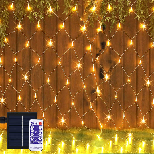 8 Modes Solar Power Led Net Curtain Light Mesh Fairy String Light Christmas New Year Decoration