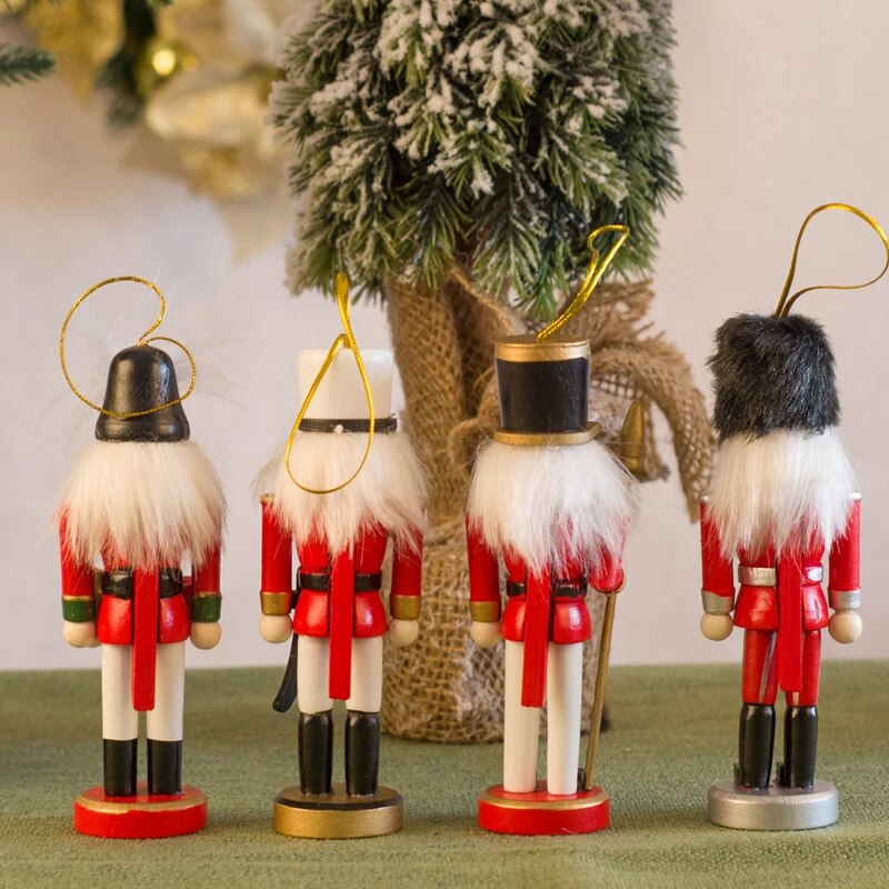 4Pcs/Set 13Cm Nordic Style Wooden Nutcracker Puppet Small Soldier Pendant Crafts Decoration