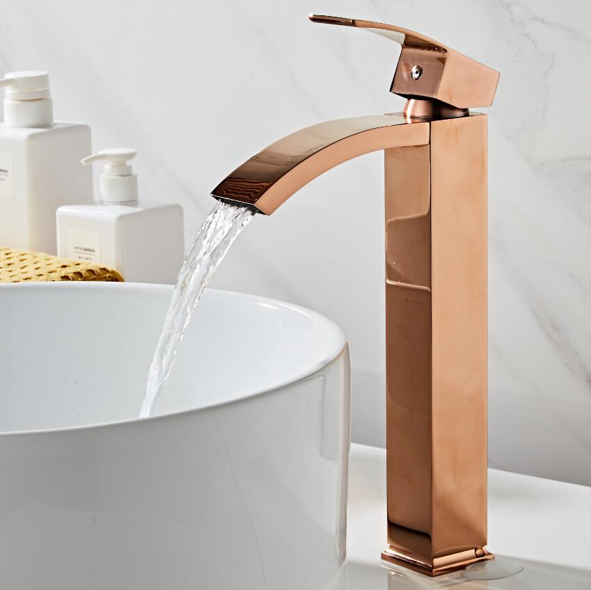 Basin Faucet Brass Bathroom Single Handle Torneiras Para Pia De Banheiro Rose Gold Sink Wash