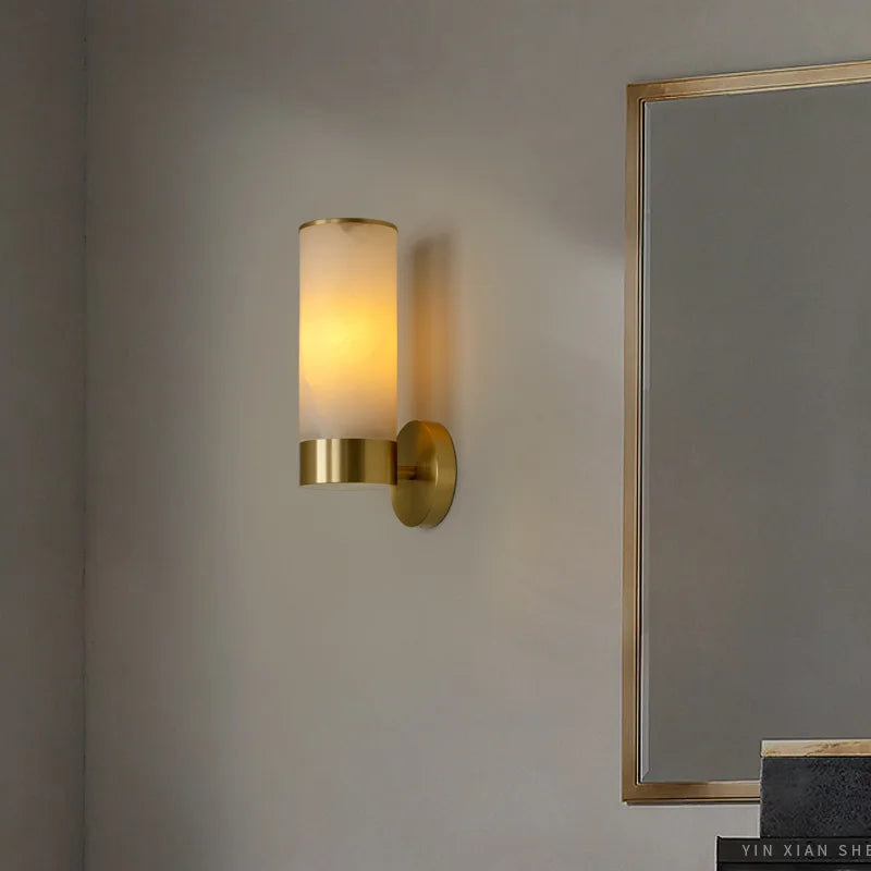Amelia’s Modern Copper &amp; Marble Wall Sconce For Chic Living Room Lighting Lamp