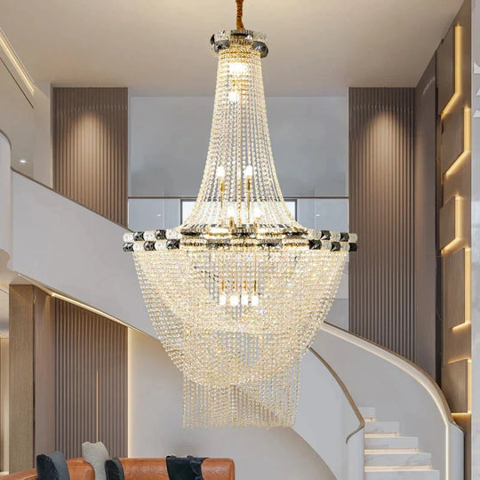 European Style Led Pendant Light - A Luxurious Crystal Chandelier For Living Room Hotel Lobby And