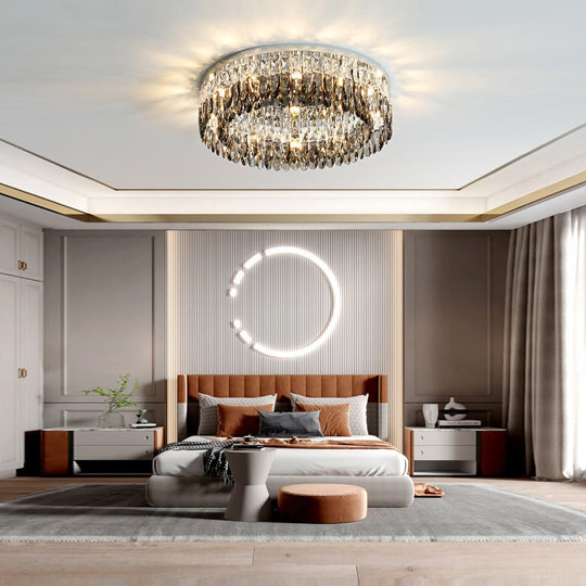 Luxury Square Crystal Led Ceiling Lights - Modern Dimmable Lamps For Elegant Living Room Decor &amp;