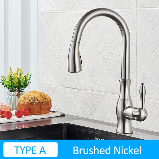 Black Kitchen Faucets Pull Out Sink Mixer Tap Single Lever Water Crane For 360 Rotation Type A -