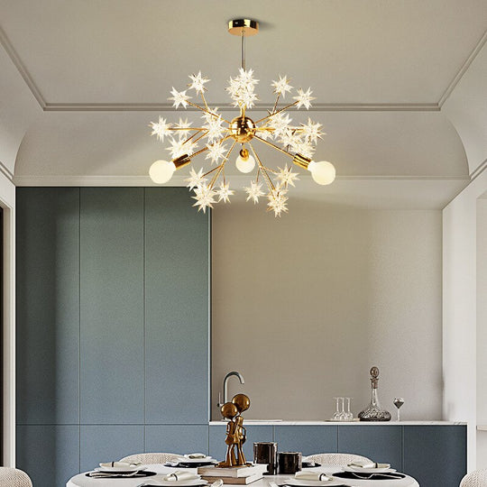 Postmodern Simple Atmosphere Led Star Lamp Gold Pendant Lights Lustre Pendente Corridor Porch