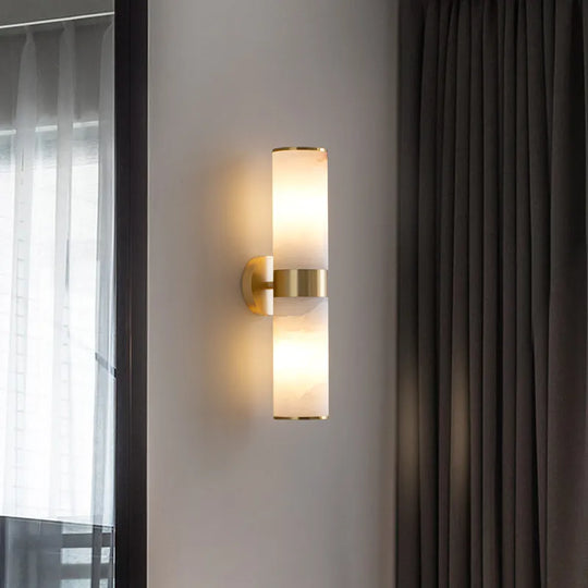 Amelia’s Modern Copper &amp; Marble Wall Sconce For Chic Living Room Lighting Lamp