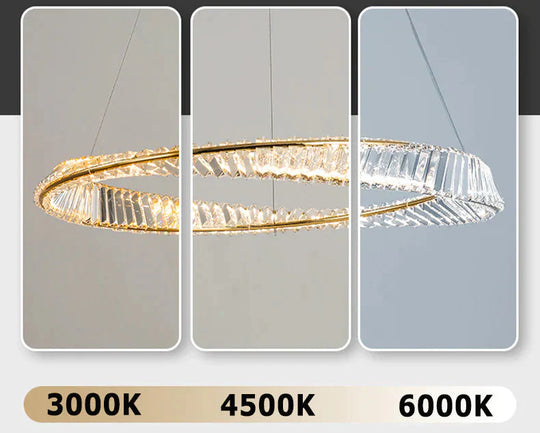 Dimmable Crystal Chandeliers Lighting Modern Ring Pendant Light Led Lamp Fixtures For Dining Room