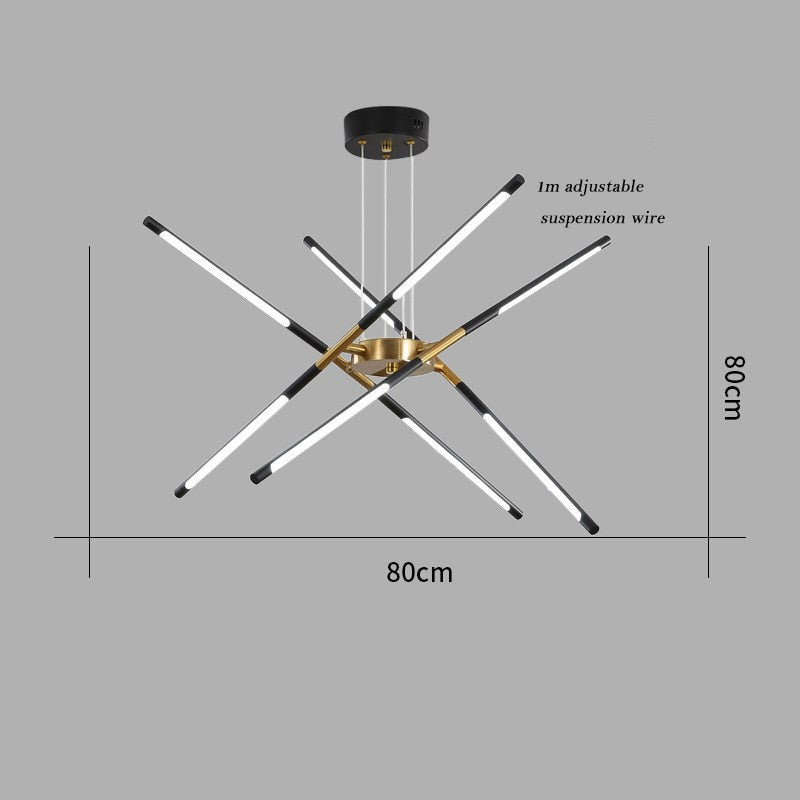 Nordic Screw Propeller Led Chandeliers For Living Dining Room Pendant Lights Iron Art Light Stick