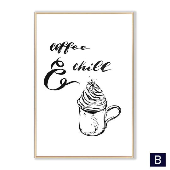 Black White Canvas Painting Nordic Kitchen Quotes Wall Posters Art Prints Pictures For Dining Room