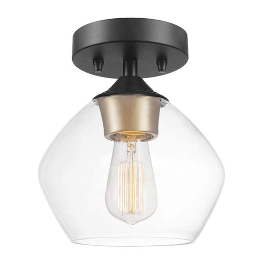 American Transparent Glass Ceiling Lamp Black Metal Living Room Lights Bedroom Cafe Bar Corridor