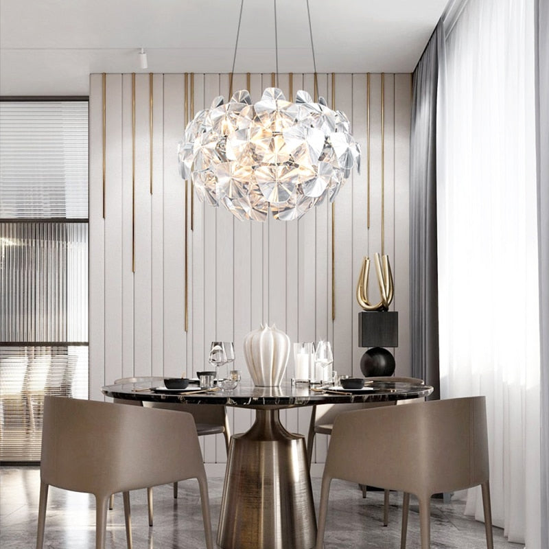 Round Ceiling Chandeliers New Trend Hanging Lamps Led Lights Fixture Lustres Modern Luxury Dining