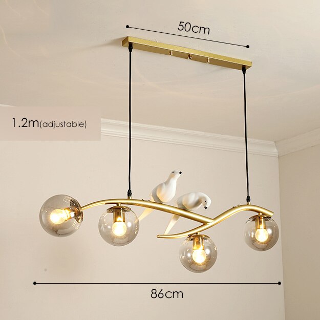 Nordic Modern Bird Pendant Lights White Glass Ball F Type - Gold / Cold White Lighting