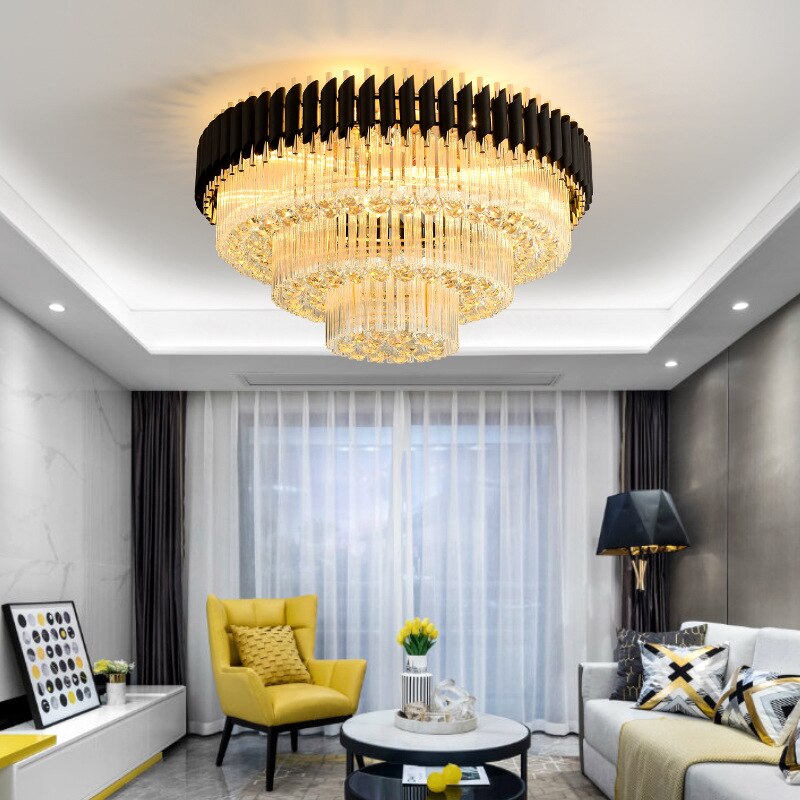 Luxury Rectangular Crystal Ceiling Lamp - Dazzling Large - Scale Lighting For Elite Living Rooms &amp;