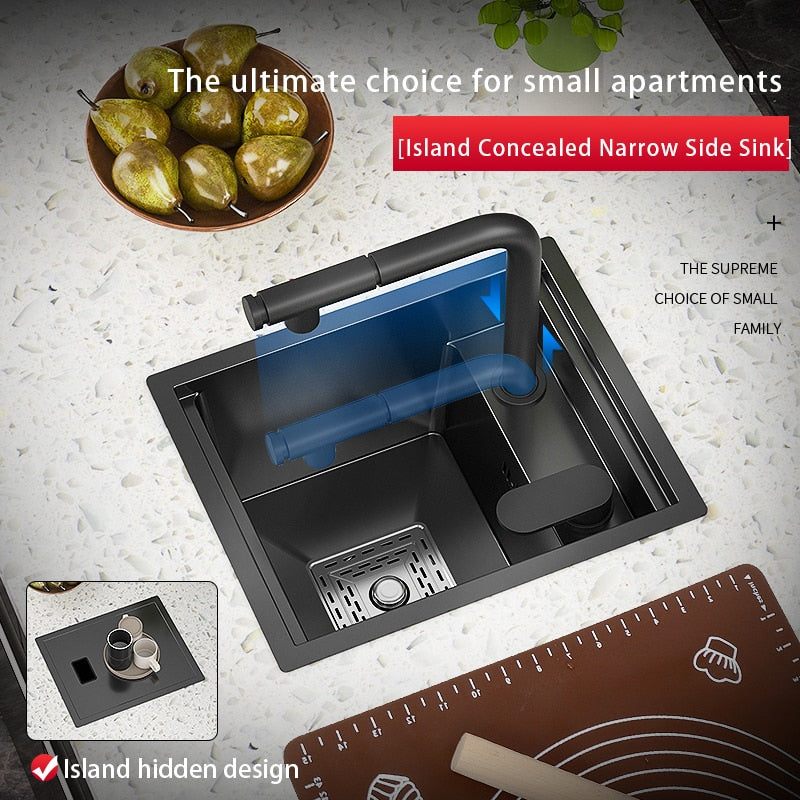Bar Sink Single Bowl Hidden Black Kitchen Undermount Stainless Steel Square Small Size Sinks Or