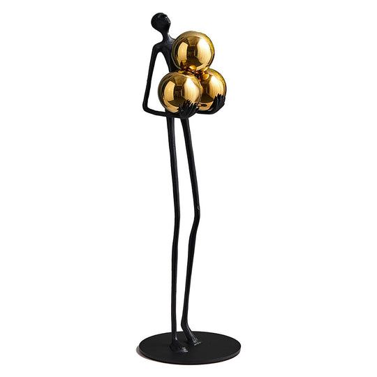 Nordic Elegant Floor Ball Figures: Metal Sculpture Decorative Statues For Home And Office Decor