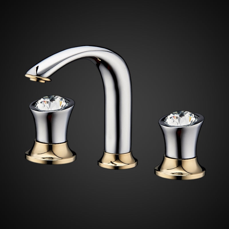 Basin Faucets Rose Gold Brass Bathroom Sink Holes Double Handle Luxury Bathbasin Bathtub Taps Hot