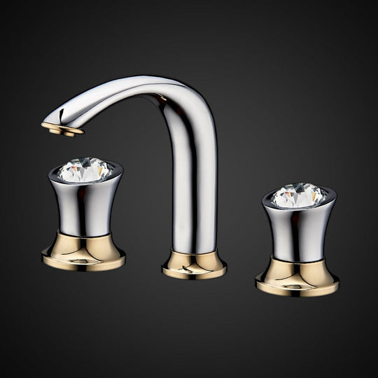 Basin Faucets Rose Gold Brass Bathroom Sink Holes Double Handle Luxury Bathbasin Bathtub Taps Hot