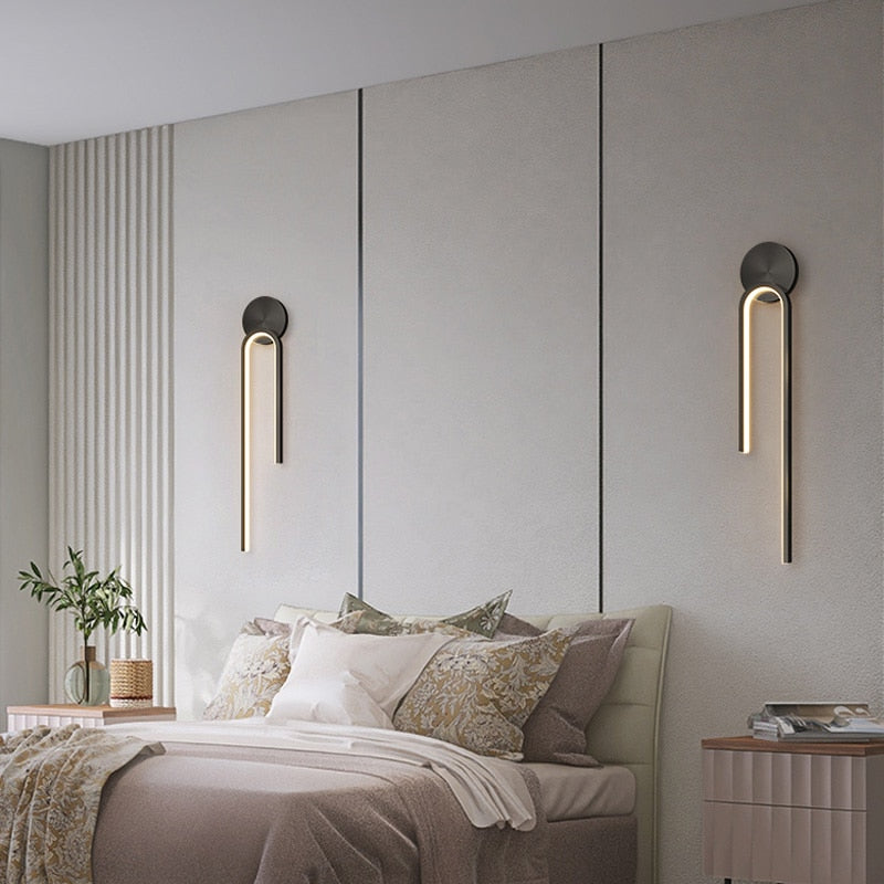 Modern Minimalism Led Wall Lamp For Indoor Home Bedroom Fixture Black Gold Lights Living Room