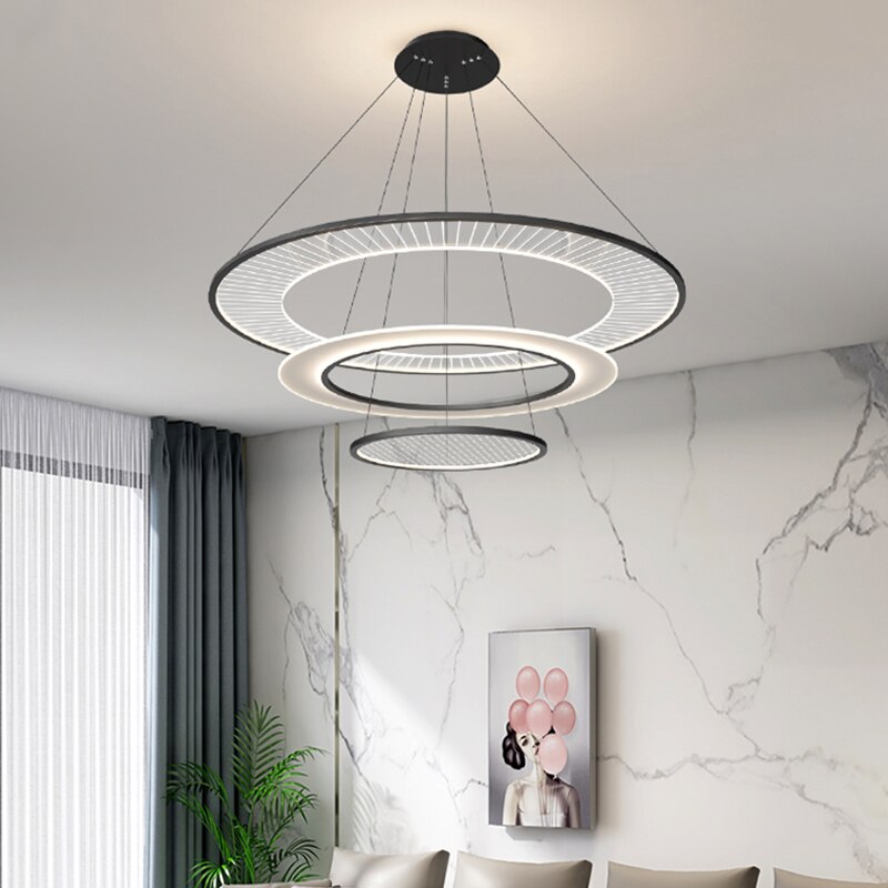 Nordic Living Room Led Gold/Black Pendant Lights Modern Minimalist Duplex Villa Staircase Hall