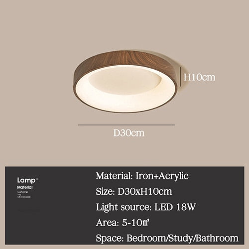 Led Ceiling Lamp For Living Room Bedroom Imitation Wood Grain Light Round Rectangle Square Decor